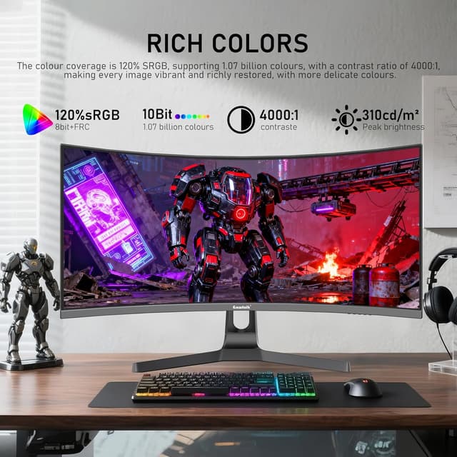 Thumbnail 5 de Gawfolk 34 Inch Ultrawide Curved 180Hz Gaming Monitor