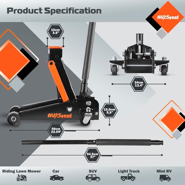 Thumbnail 3 de AV Steel 3 Ton Floor Jack 🛠