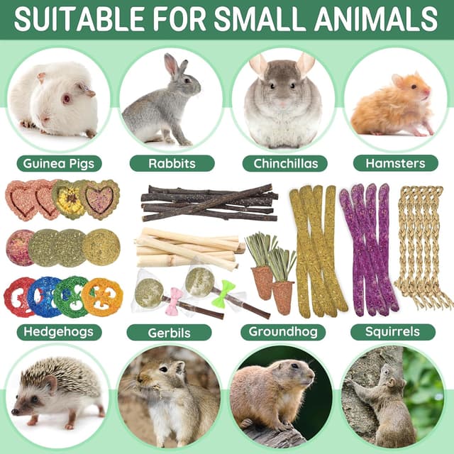 Detalle de LECHONG 42-in-1 Box Natural Rabbit Toys with Collapsible Tunnel Set (chews & hideout for rabbits and small pets)