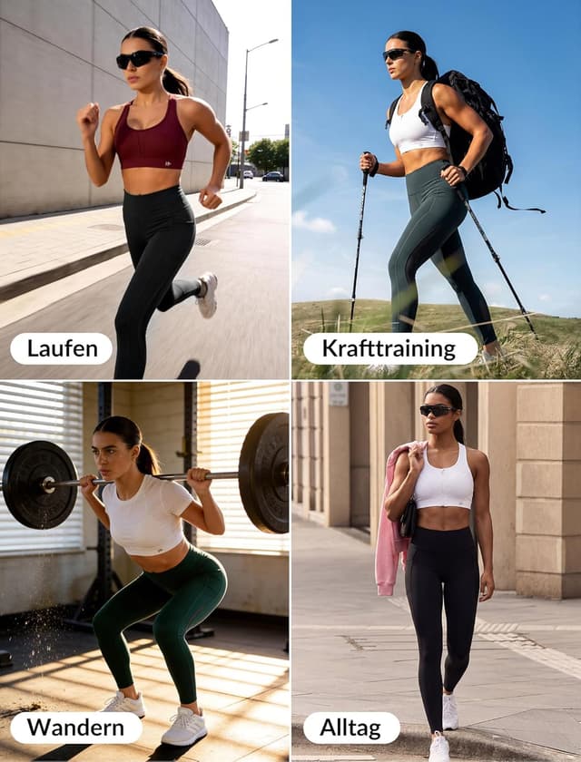 Detalle de Yvette Damen Sport-Leggings mit Mesh-Einsätzen und High-Waist, blickdicht & bequem