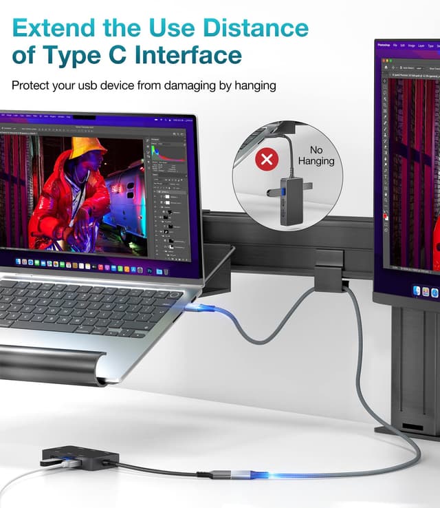 Detalle de AGFINEST USB4 Verlängerungskabel (Thunderbolt 3/4) mit 40 Gbps und Power Delivery bis 100 W, USB-C Verlängerung