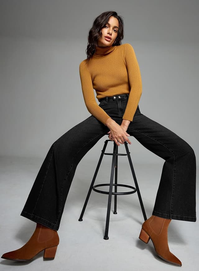 Detalle 2 de Sidefeel Women's Wide Leg Jeans high waisted