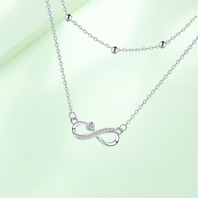 Detalle de Sterlingsilber-Kette Infinity 925 mit 21 mm Anhänger