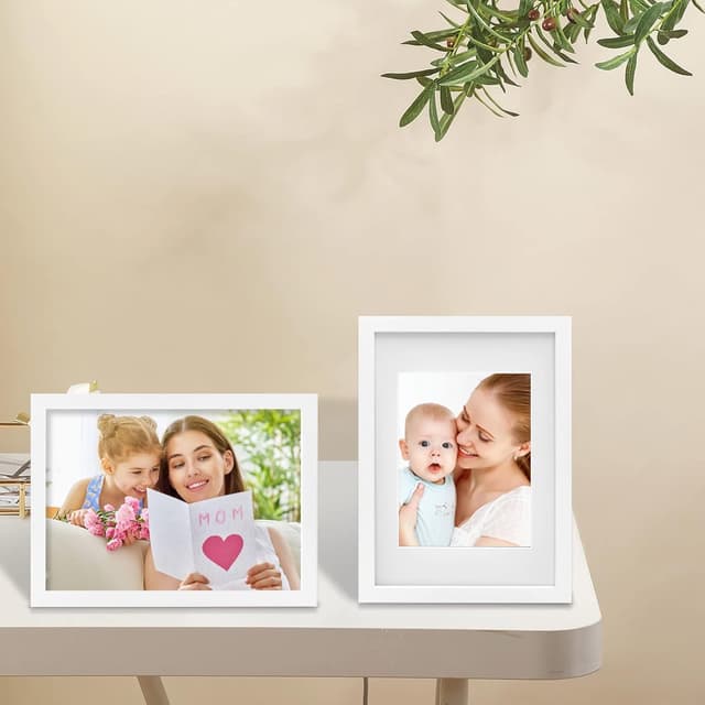 Detalle 2 de EGOFINE A4 White Solid Wood Frames Set of 4 with A5 Mat and Plexiglass