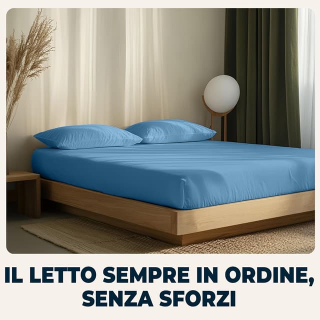 Thumbnail 6 de Lenzuola con angoli Flowen 120x190 cm Blu Navy in microfibra anti-acaro e ipoallergenica