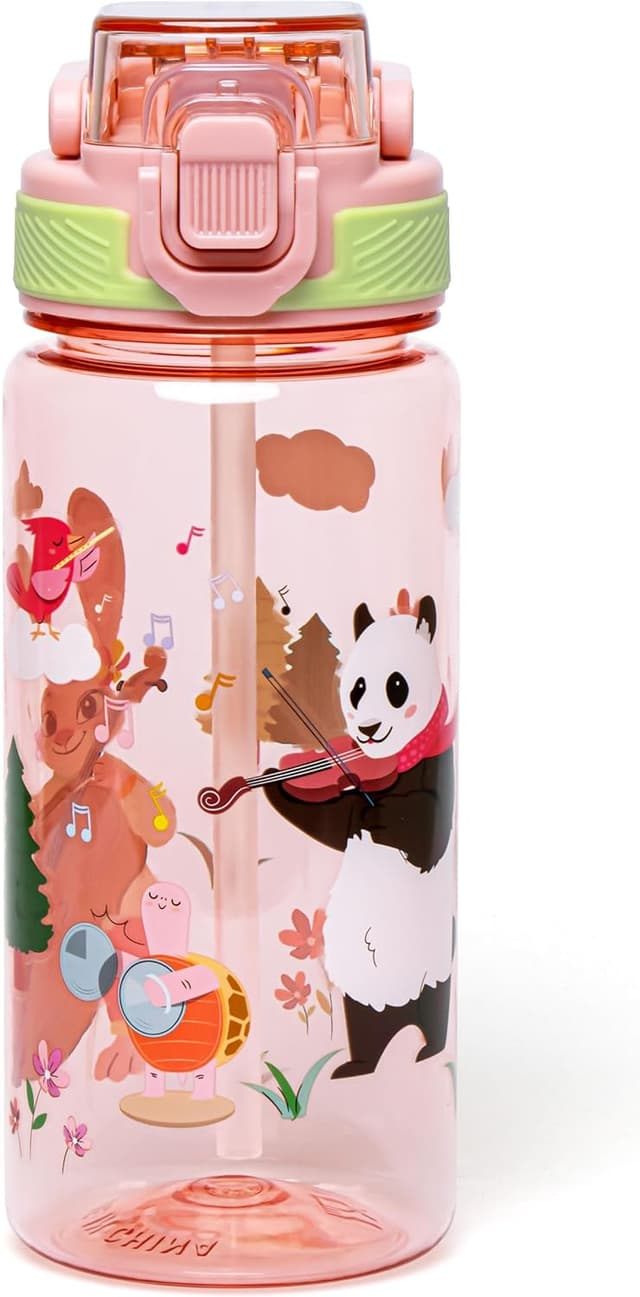 Detalle de ANGVOOL Kids 600ml water bottle with straw