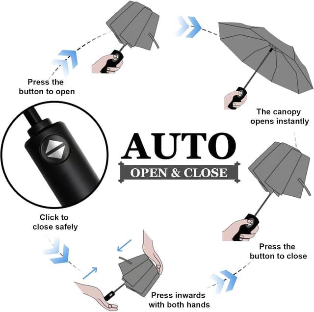 Thumbnail 6 de Vicloon Regenschirm Taschenschirm Auf Zu Automatik Marineblau