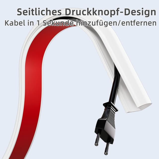 Detalle de Weißer selbstklebender Kabelkanal aus Silikon – flexible Kabelabdeckung, 3 m Länge (27 × 15 mm, für 2–3 Kabel)