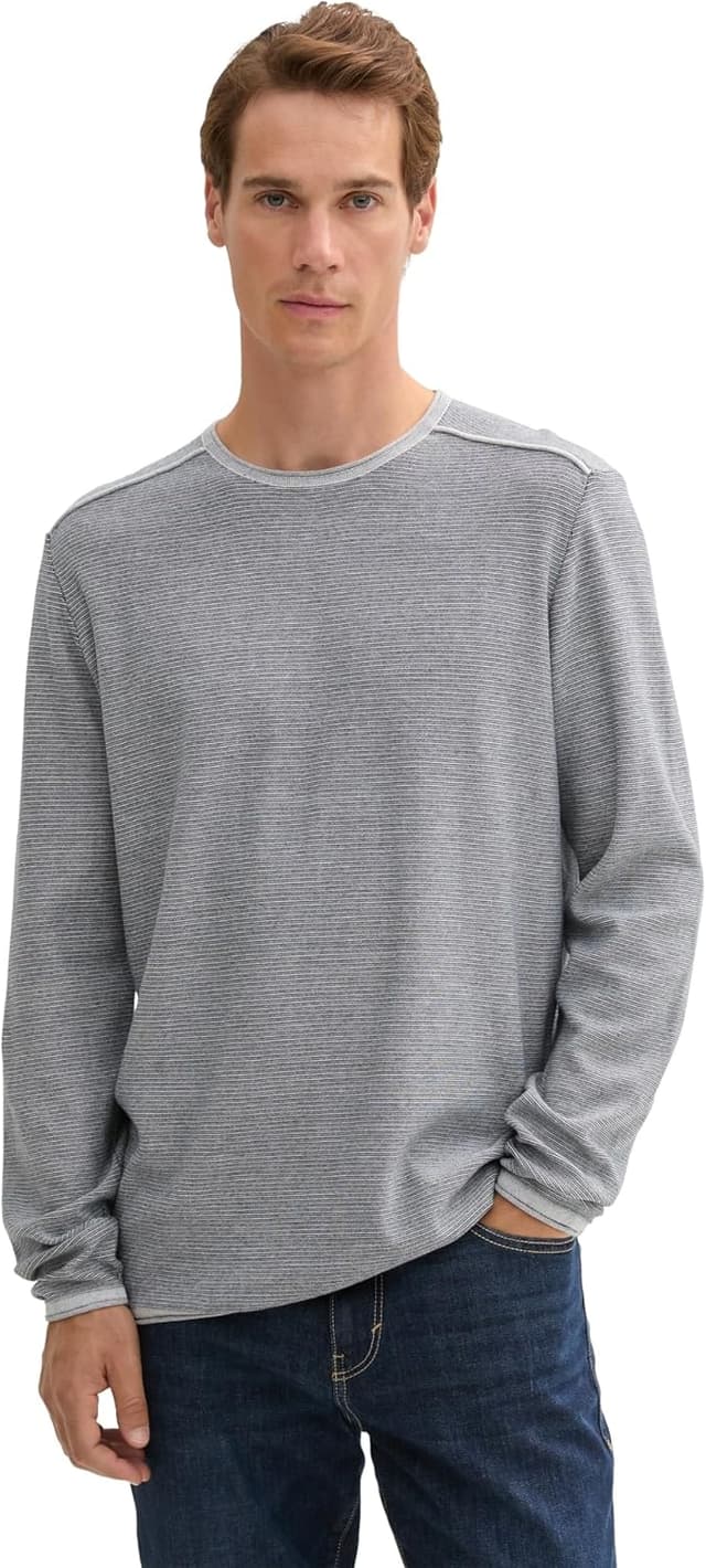 Detalle 2 de TOM TAILOR 1044478 pullover da uomo: jersey maniche lunghe comodo