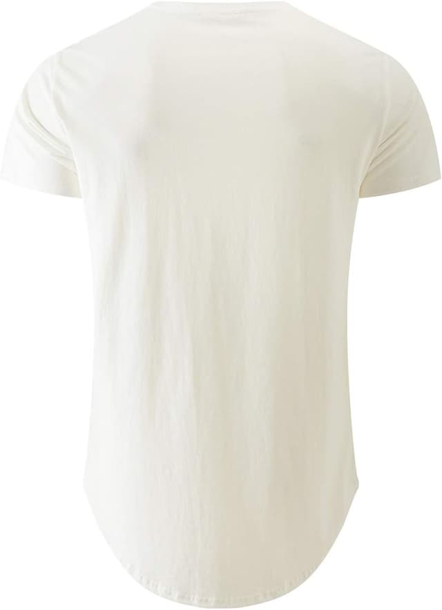 Detalle de KLIEGOU Men’s 100% Cotton Hipster Hip Hop Longline Crewneck T-Shirt (Pre-Shrunk) — S–4XL