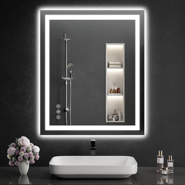 Detalle de WISSMIELS 30"x36" LED Bathroom Mirror with Lights (Dimmable, Anti-Fog, Backlit + Front Lit)