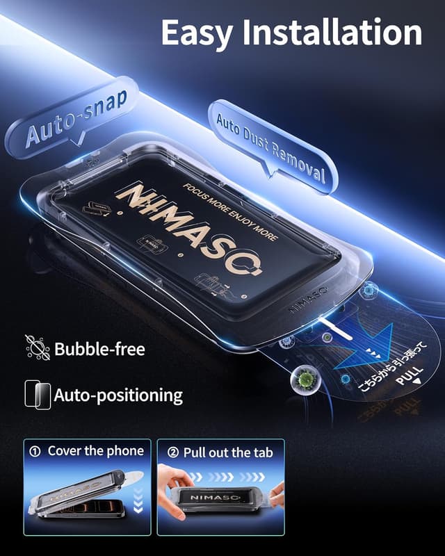 Detalle de NIMASO Privacy Screen Protector for iPhone 17 Pro Max (6.9-inch) – 9H Tempered Glass, Anti-Spy, Privacy (2 Pack)