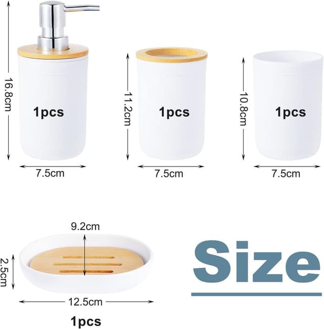Detalle 2 de Kinsinder Bathroom Set 4-pc Bamboo & Polypropylene
