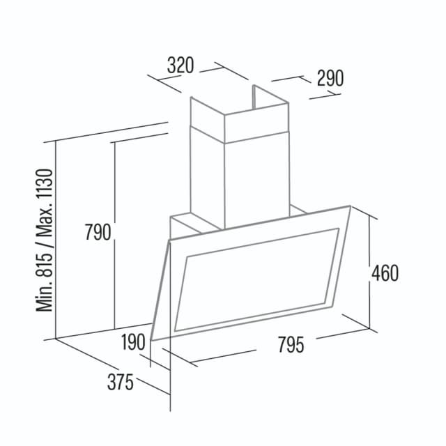 Detalle 2 de Cata THALASSA EVO 800 GBK — Campana decorativa 6 velocidades
