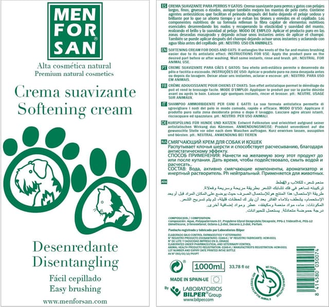 Detalle 2 de Glättende Entwirrungscreme 1 l für Hunde