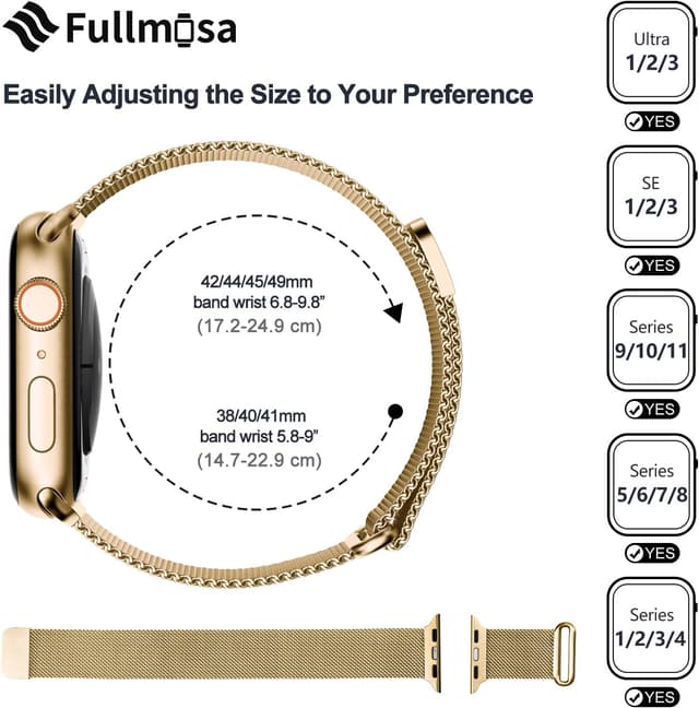 Thumbnail 6 de Fullmosa Stainless Steel Milanese Loop Apple Watch band (38–49mm) with double-layer magnetic clasp