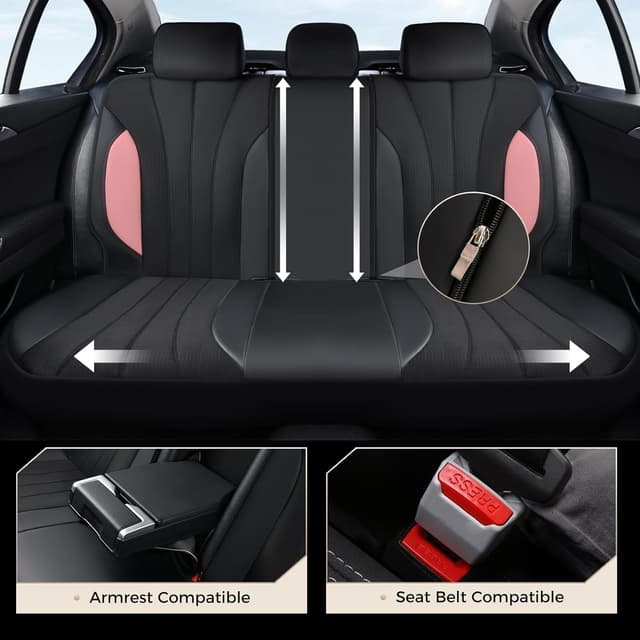 Detalle de Coverado 5-Seat Luxury Car Seat Covers (Full Set) in Pink