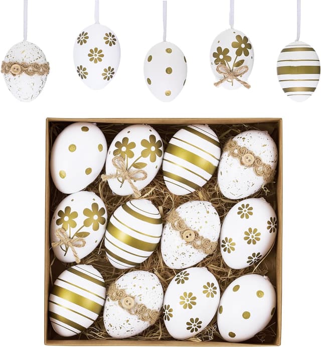 Imagen de Valery Madelyn 12er Ostereier Weiß-Gold 🥚 en OfertitasTOP