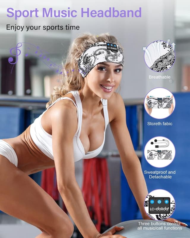 Detalle de LC-dolida Sleep Headphones Bluetooth Headband (with Thin HD Stereo Speakers)