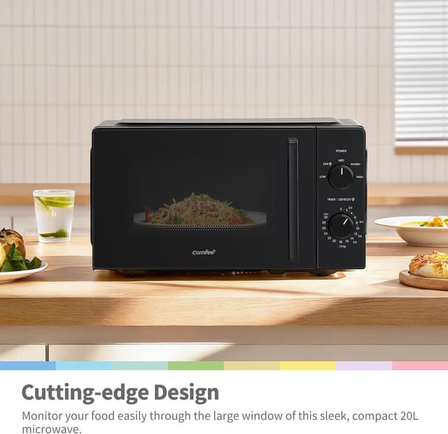 Detalle de COMFEE' CMO-MM202NF(BK) 20L Compact Microwave, 700W Black Manual with Inverter