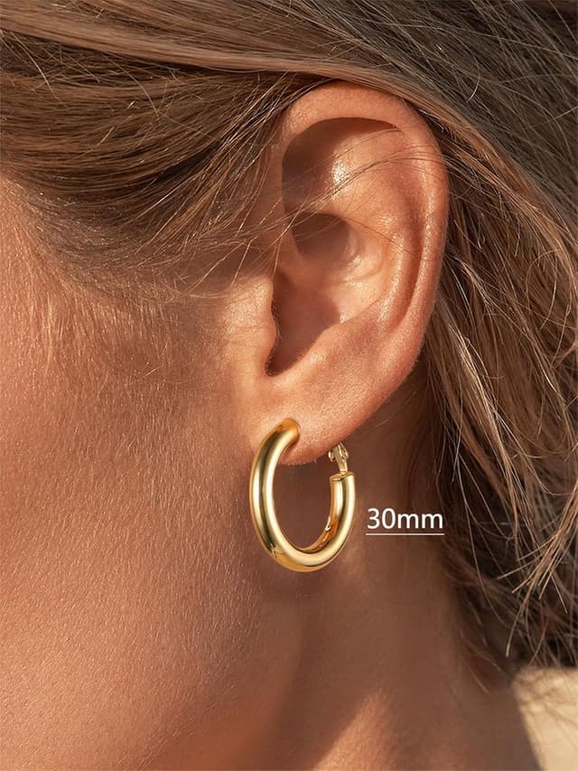 Detalle 2 de FindChic Créoles acier inoxydable femme 20/30/40/60/80 mm — argenté, doré ou noir, fermoir à homard