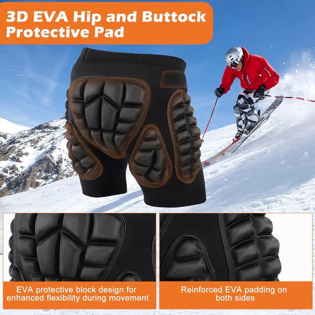Detalle 2 de Short de protection AOOWU rembourré en EVA 3D pour hanches (skate, snowboard, patinage, équitation, cyclisme)