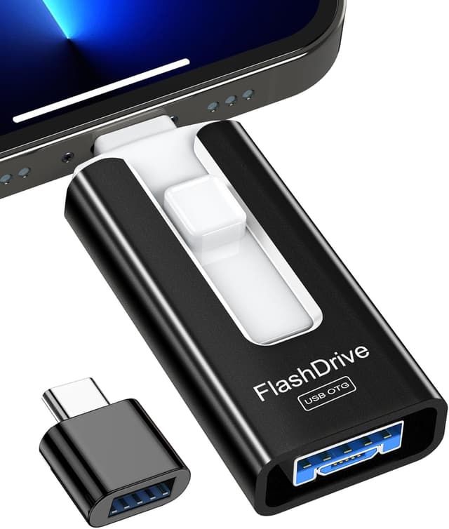 Detalle de GNASEET Clé USB 256 Go 4-en-1 USB‑C/Lightning/USB3.0 pour photos