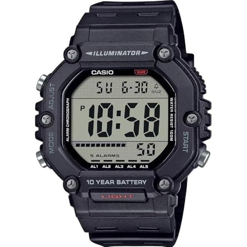 Detalle de Casio AE-1600H-1AVEF reloj digital de cuarzo para hombre con pantalla LCD y correa de plástico