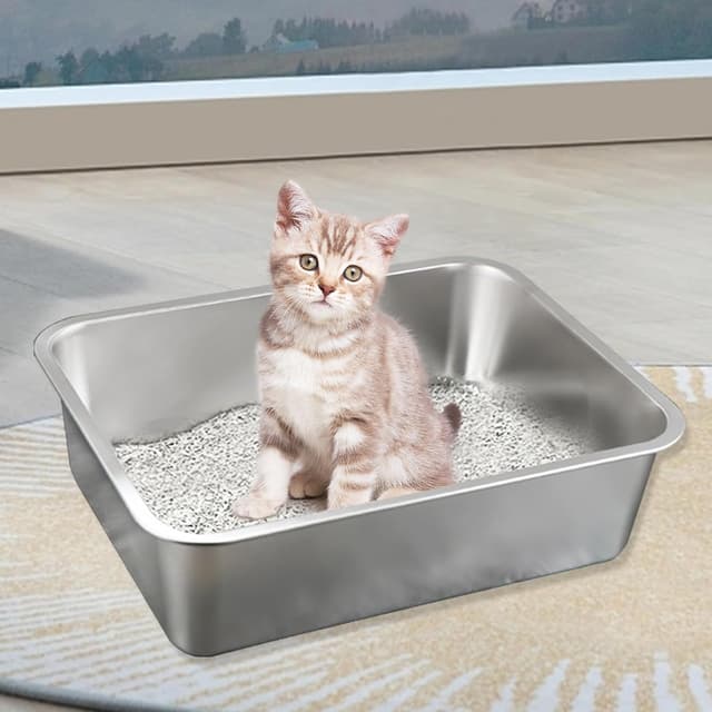 Thumbnail 6 de XXL Katzenklo aus Edelstahl 50 x 35 x 15 cm (korblose Gerüche, glatte Oberfläche)