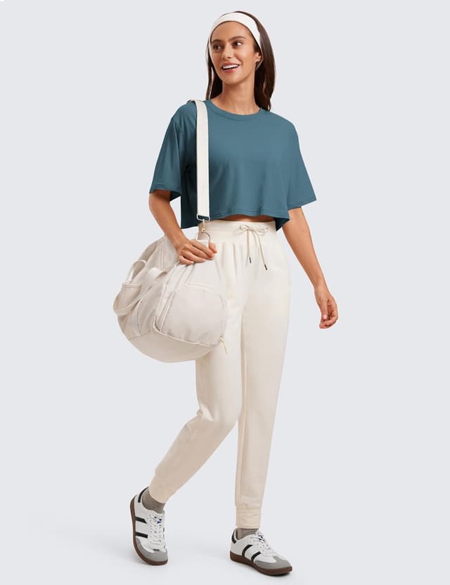 Detalle 2 de CRZ YOGA Women’s Pima Cotton Workout T-Shirt (Short Sleeve Running Crop Top)