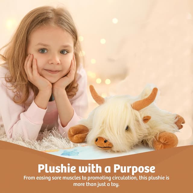 Detalle de Marysun microwavable Highland cow weighted plush heating pad for period cramps