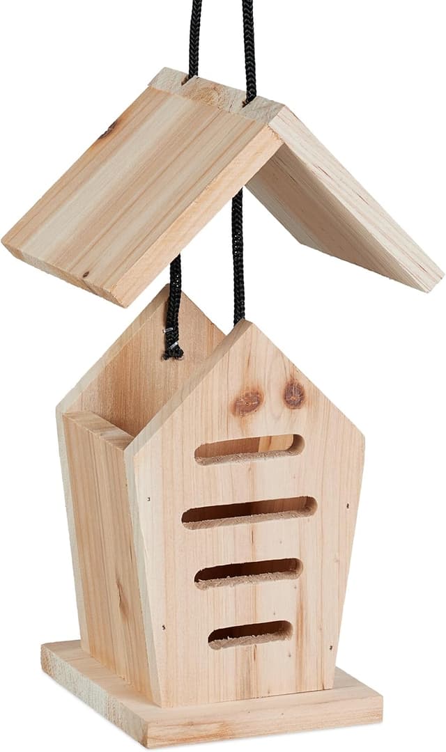 Detalle 2 de Relaxdays Hôtel à Insectes en bois non traité (lot de 2) pour coccinelles, à suspendre dans le jardin