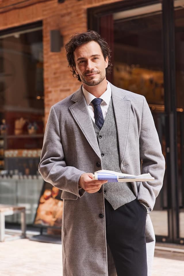 Detalle 2 de COOFANDY Wool Coat with Detachable Scarf ⚙