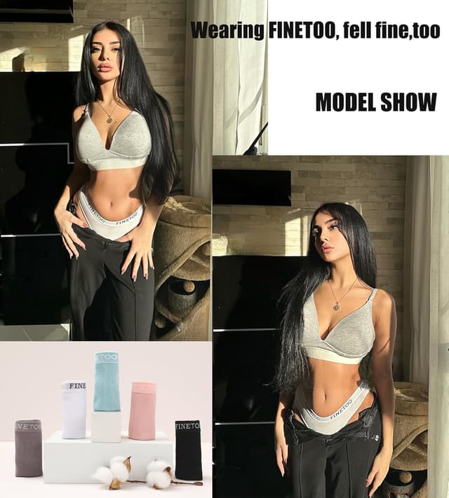 Thumbnail 3 de FINETOO String Tanga 5-pack cotton thongs for women 🩲