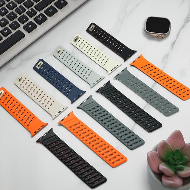 Thumbnail 6 de Tasikar Clip Magnetic Straps silicone band for Apple Watch (42–49mm) – Starlight-Orange