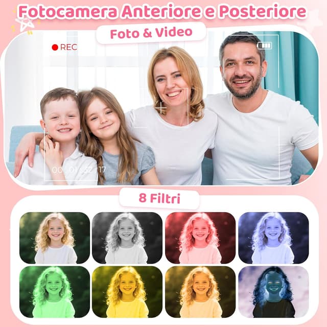 Detalle 2 de CHAKEYAKE Telefono per Bambini 4G sbloccato con schermo touch HD da 2,8" e fotocamere dual (rosa)