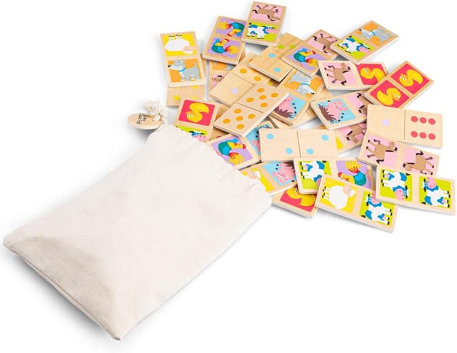 Detalle de Woet New Classic Toys 10835 Domino-Spiel „Farm Life“ (Holz)