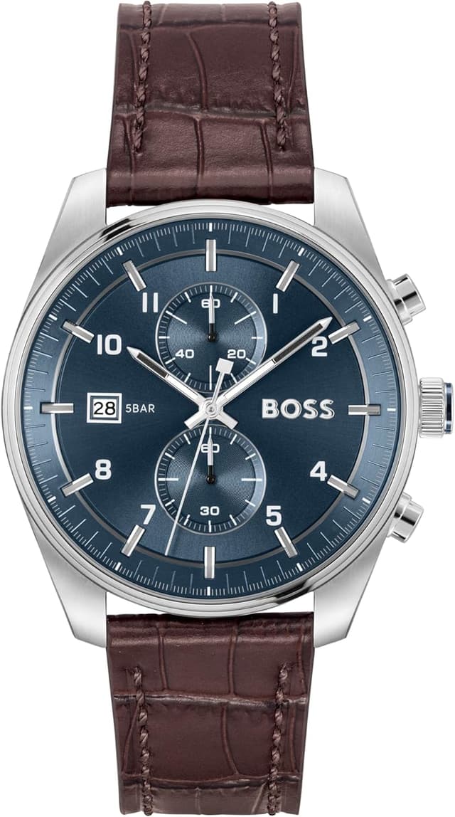 Imagen de BOSS Skytraveller Cronógrafo Hombre ⌚ Cuero Marrón Oscuro en OfertitasTOP