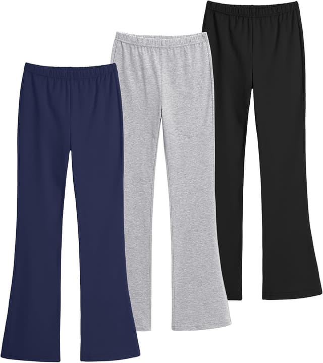 Detalle de KEREDA Mädchen-Schlaghose aus Baumwolle – Leggings im Flared-Style im 3er-Pack