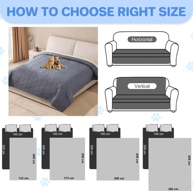 Detalle de Taiyang 100% wasserdichter Sofabezug für Hundebett, Hundedecke & Couchschutz (Grau, 76–180 cm)