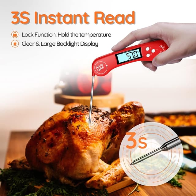 Detalle 2 de DOQAUS Meat Thermometer Probe – 3s Instant Read Digital Thermometer with Backlit LCD (Foldable Probe, ±1°C)