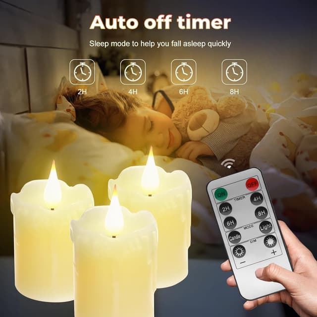 Detalle de ALED LIGHT 6-pack real wax rechargeable flameless LED tea lights with IR remote and timer