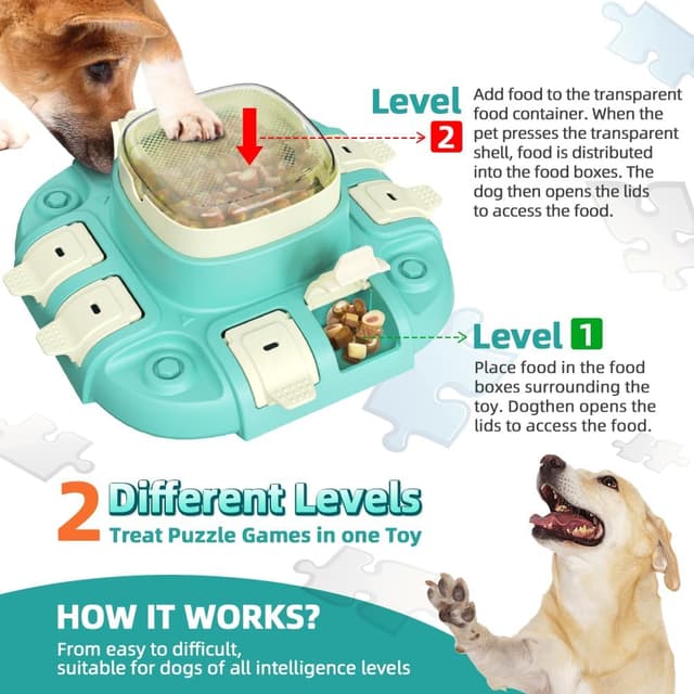 Detalle 2 de CAROZEN Interactive Dog Puzzle Toys slow feeder with treat dispensing (up to 250g) for IQ training and enrichment