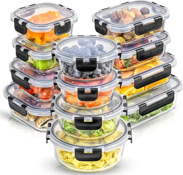 Detalle de JoyJolt 24pc Glass Storage Containers 🍱