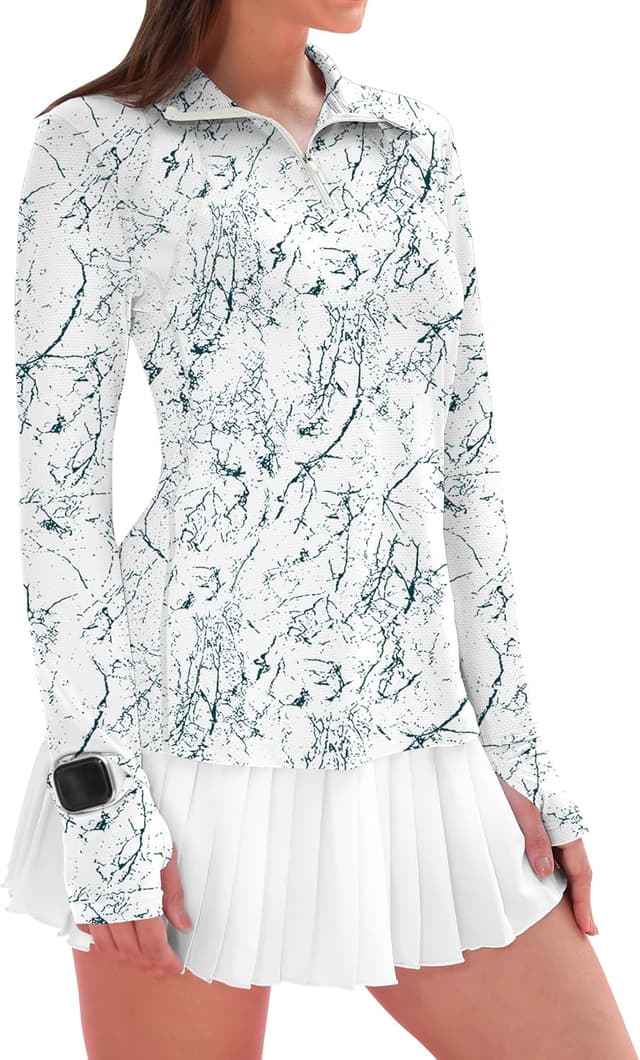 Detalle de IECCP Women’s Long Sleeve Golf Shirts 1/4 Zip Sun Protection Quick Dry Pullover