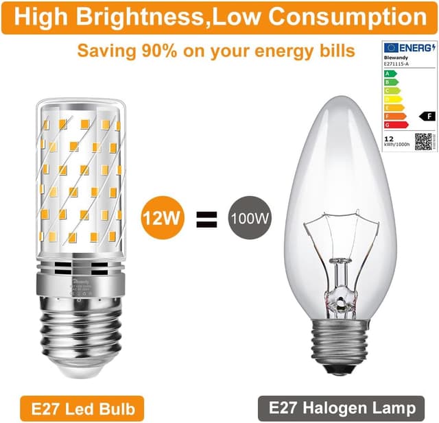 Detalle 2 de Blewandy Bombilla LED E27 12W Luz Calida 3000K