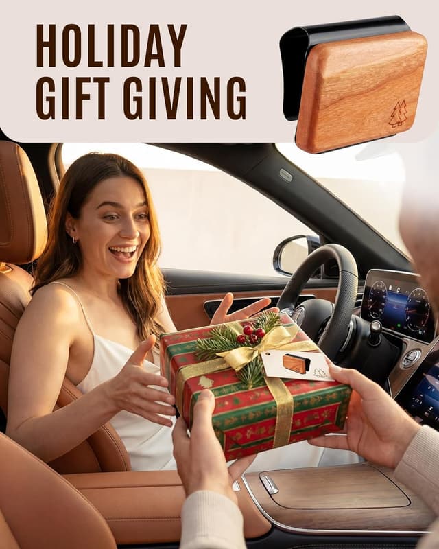 Thumbnail 6 de Natural Wooden Car Air Freshener Visor Clip (Teak/Coconut/Amber) with Refillable Wood Chips