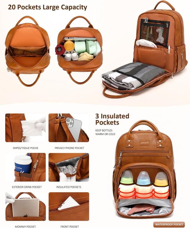 Thumbnail 1 de ROSEGIN Vegan Leather Baby Changing Bag 35L