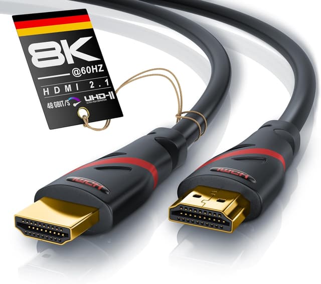 Detalle de CSL HDMI 2.1/2.0 Ultra High Speed Kabel 8K/4K – 4 Meter (8K 60 Hz, 4K 120 Hz mit DSC, 48 Gbit/s, Ethernet, Schwarz)