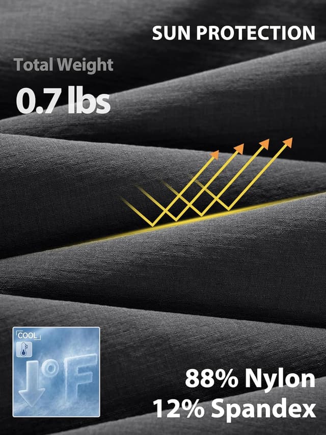 Detalle de Zoofly Men’s Lightweight Cargo Hiking Pants (6-Pocket, Waterproof Quick-Dry Nylon Stretch)